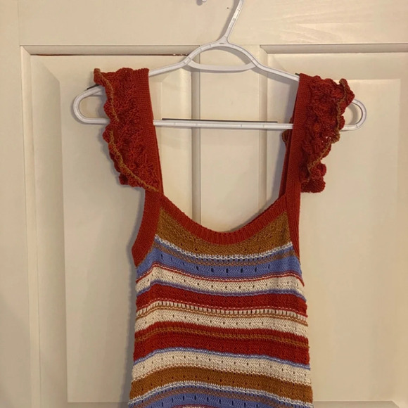 Lucca Fallon Crocheted striped Midi Dress With Ruffle Sleeves 33725 - Picture 7 of 13